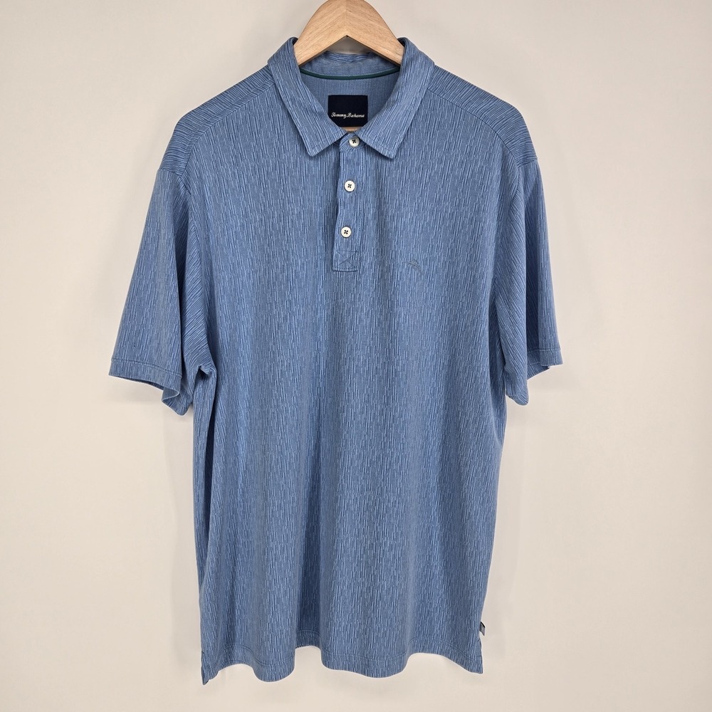 Tommy Bahama Polo Shirt Mens Extra Large XL Blue Marlin Casual Modal‎ Blend Golf